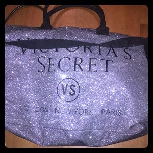 Victoria’s Secret silver glitter weekender duffle